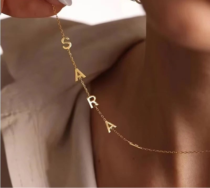 Pendant Choker Charm Name Necklace 26 Letter Patchwork Custom Letter Name Necklace