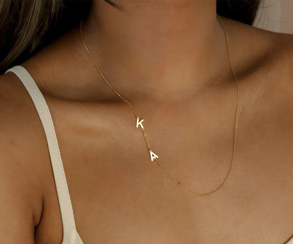 Pendant Choker Charm Name Necklace 26 Letter Patchwork Custom Letter Name Necklace