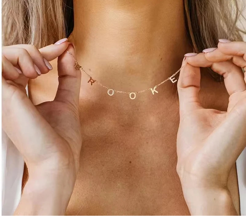 Custom Initial Choker Necklace Name Necklace Gift